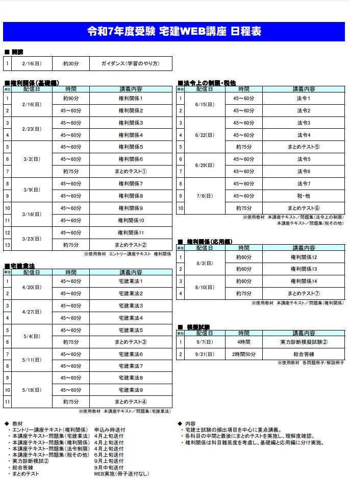 【一般生限定】令和７年度　宅建WEB講座