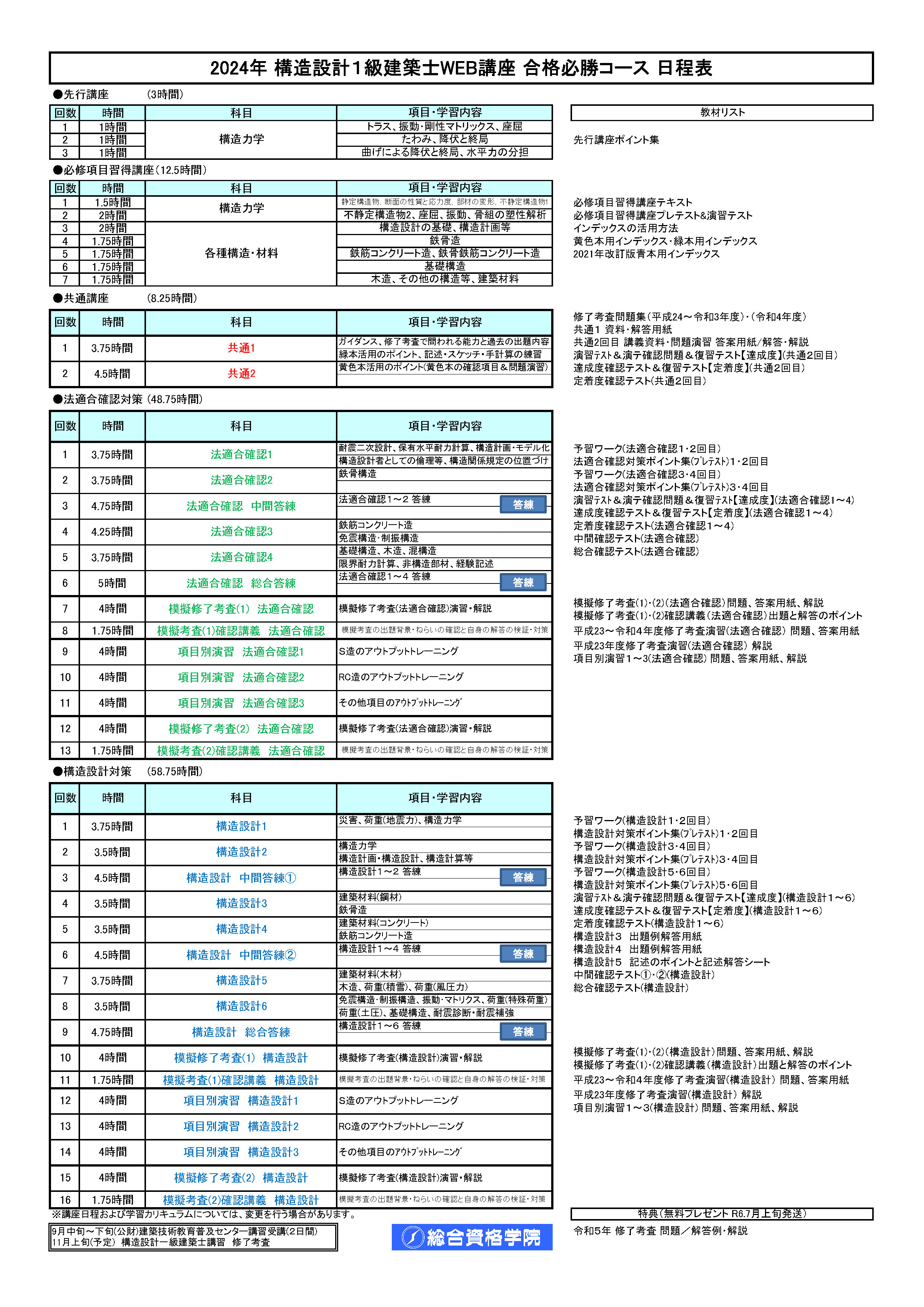 【一般生限定】R6 構造設計１級建築士WEB講座　合格必勝コース