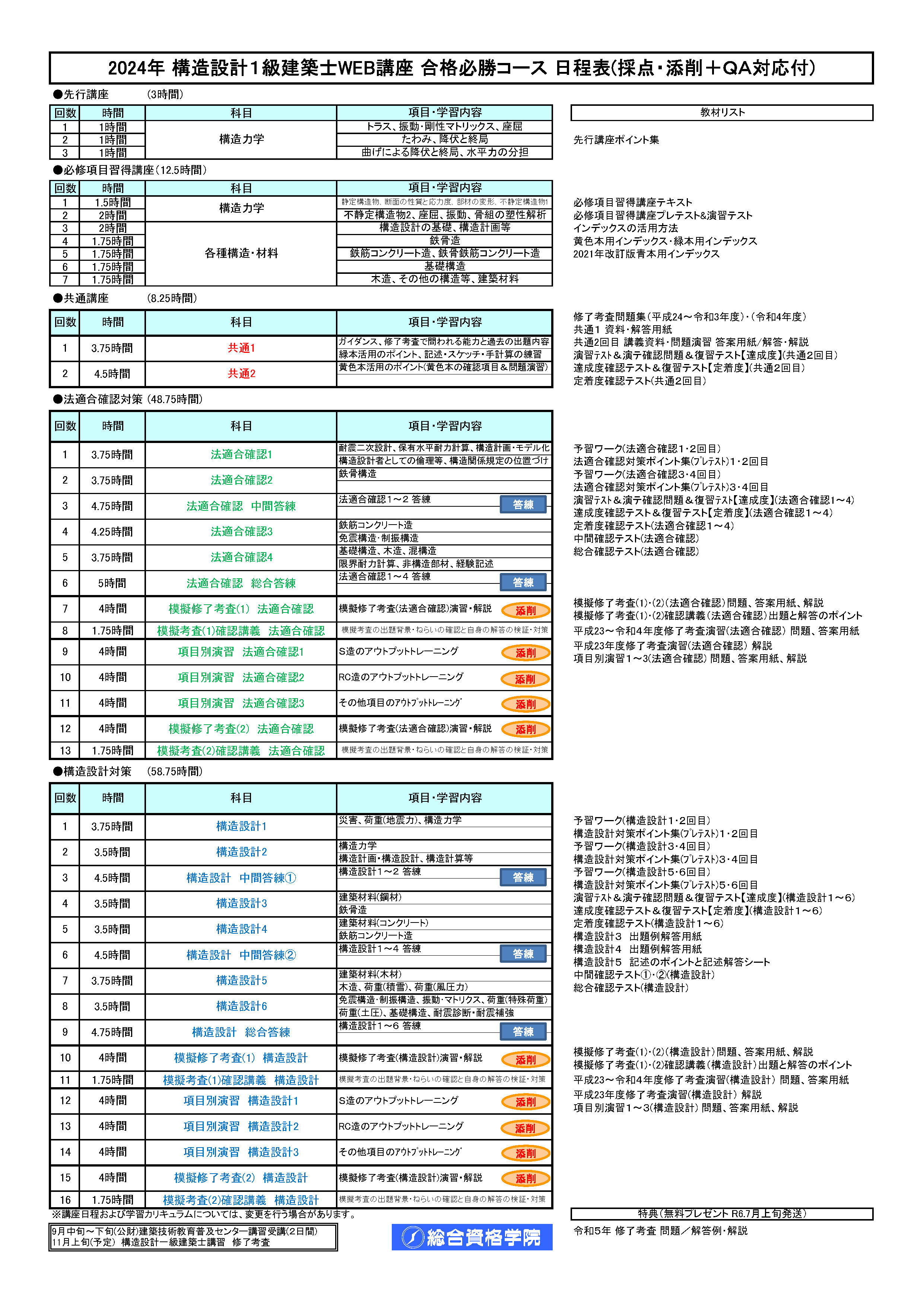 【一般生限定】R6 構造設計１級建築士WEB講座　合格必勝コース（採点・添削＋QA対応付）